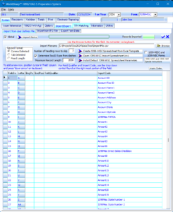 1099 Preparation System - Import From User Defined File Screen