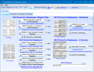 W-2 Preparation System - Print W-2 Screen