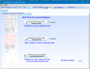 W-2 Preparation System - Print W-3c Screen