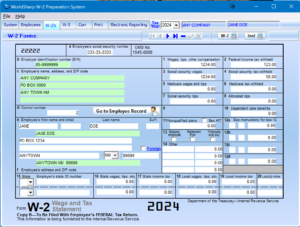 W-2 Preparation System - W-2 Entry Screen
