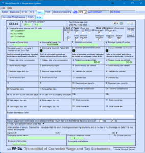 W-2 Preparation System - W-3c Display/Entry Screen